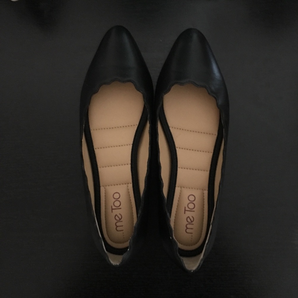 Black Scallop Detail Ballet Flats